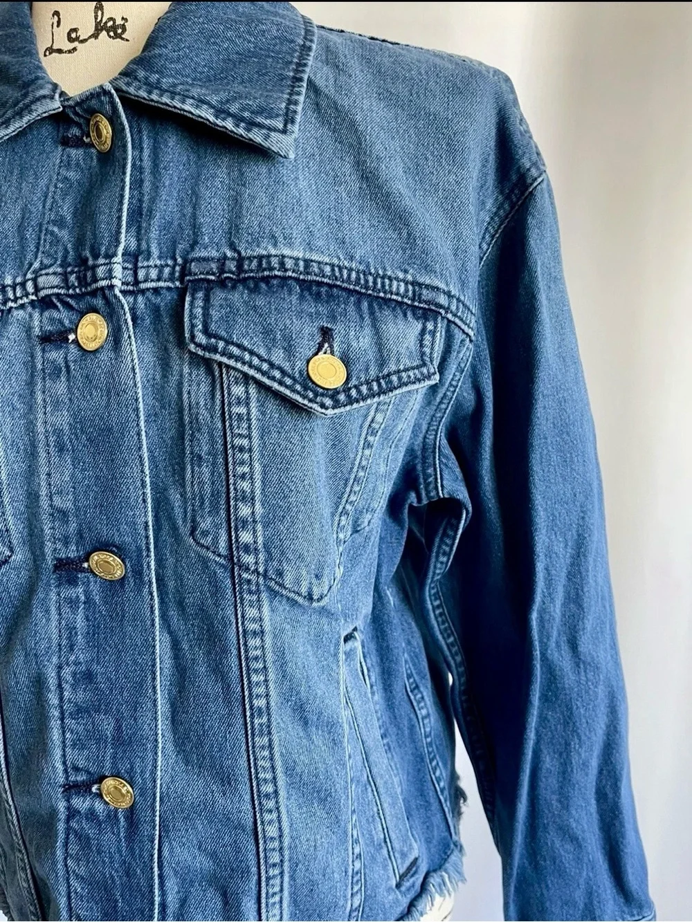 Michael Kors Blue Denim Jacket with Gold-Tone Buttons